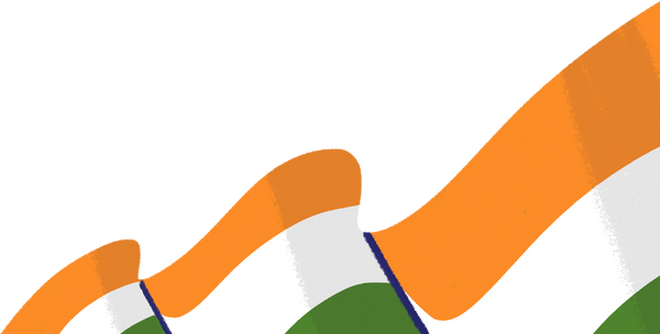 Hand Drawn Indian Flag Wave Accent