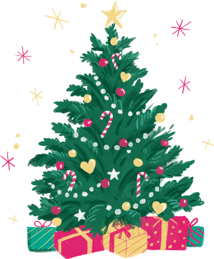 Painterly Patterned Christmas Tree