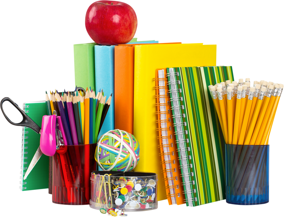 School Supplies with an Apple on Top - Isolated Image